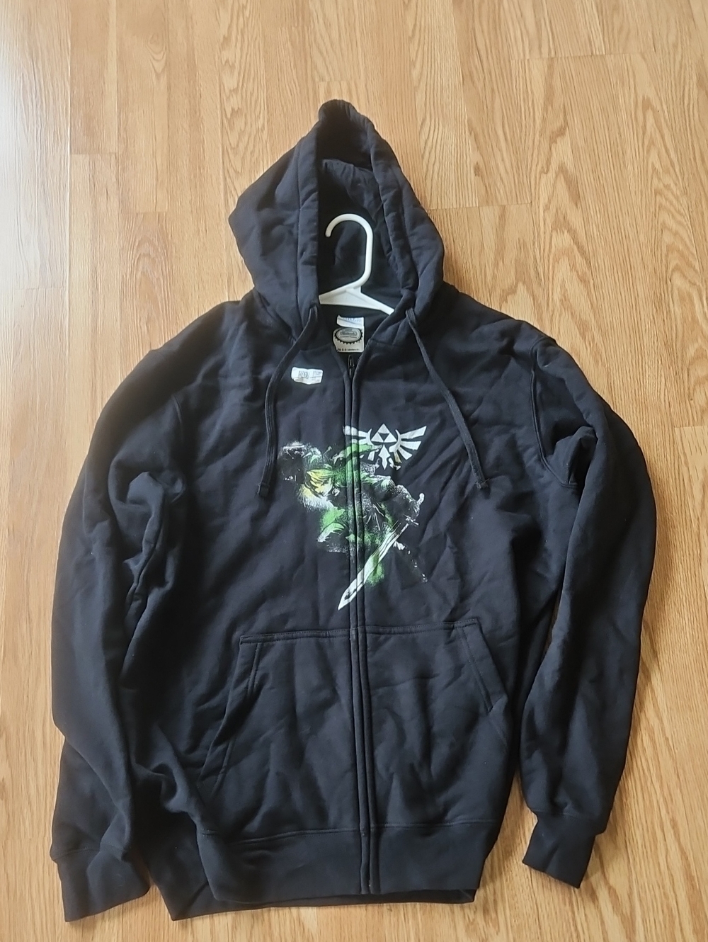 The Legend Of Zelda Nintendo Black Zip-Up Hoodie with Green Graphic